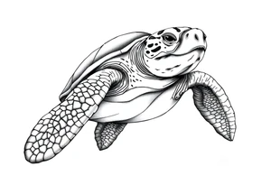 Sea turtle and bear tattoo idea