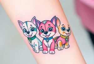 Cute paw patrol group tattoo idea