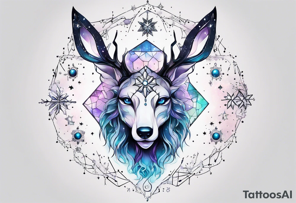 Constellation, animal alien, snowflake tattoo idea