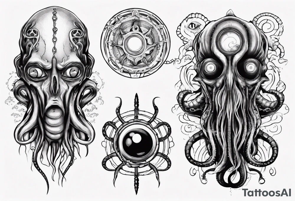 lovecraft them with eye and tentacle tattoo idea