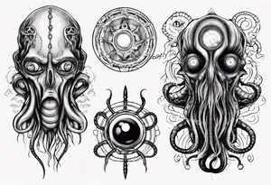 lovecraft them with eye and tentacle tattoo idea