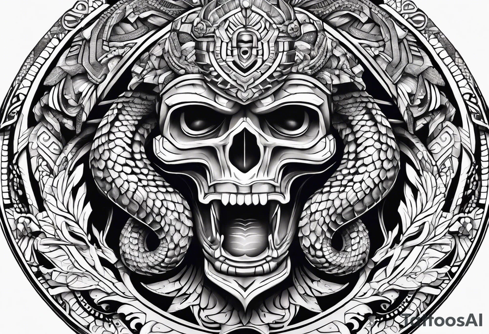 aztec snake sleeve tattoo idea