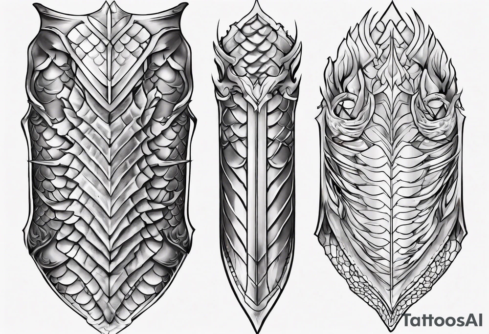 Dragonscale Leg armor symmetrical tattoo idea