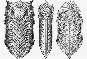 Dragonscale Leg armor symmetrical tattoo idea