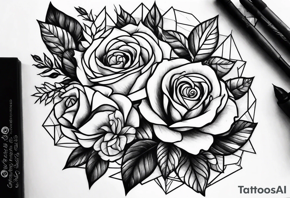 roses and forest tattoo idea
