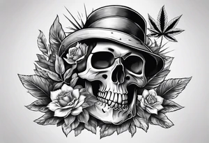 skull with a pot leaf tattoo idea