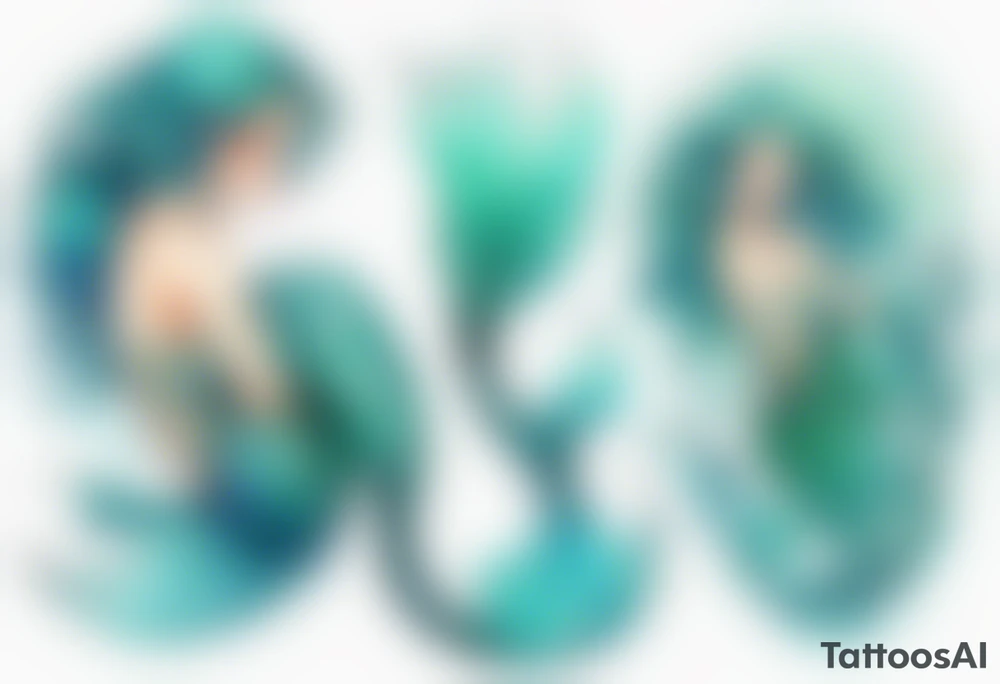 A beautiful mermaid with turquois scales. tattoo idea