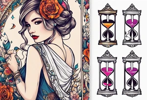 hourglass with little girl dancing tattoo idea
