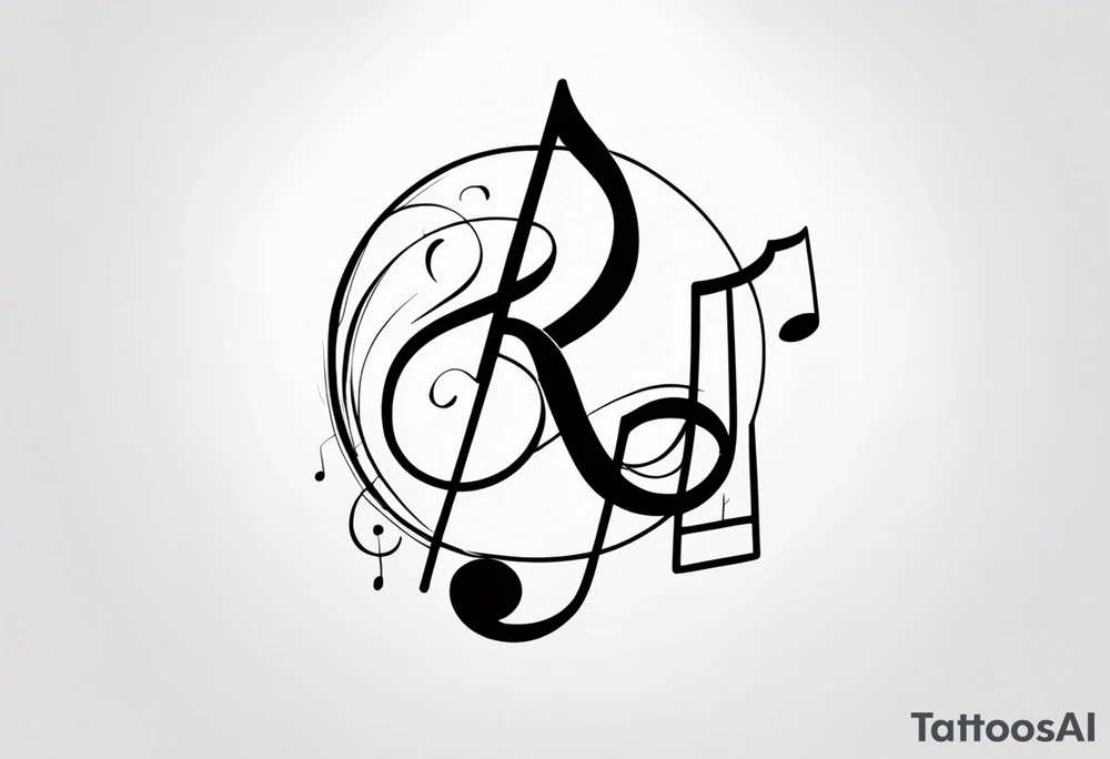 Musical notes incorporating the letters R and L tattoo idea