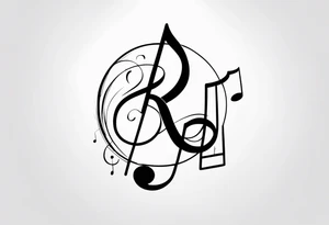 Musical notes incorporating the letters R and L tattoo idea