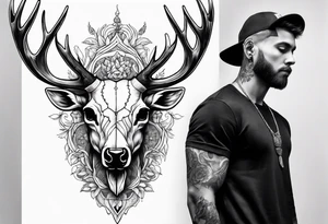 A human with a deer skull head tattoo idea