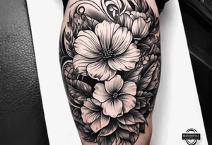 knee cap tattoo with flowers tattoo idea