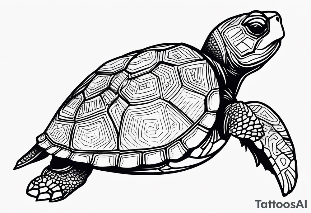 tropical psychedelic turtle's back, top down view, as seen from above tattoo idea