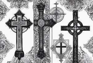 3 crosses with shading and a quote around it tattoo idea