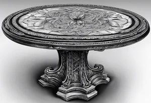 Broken stone table with coiled ropes tattoo idea