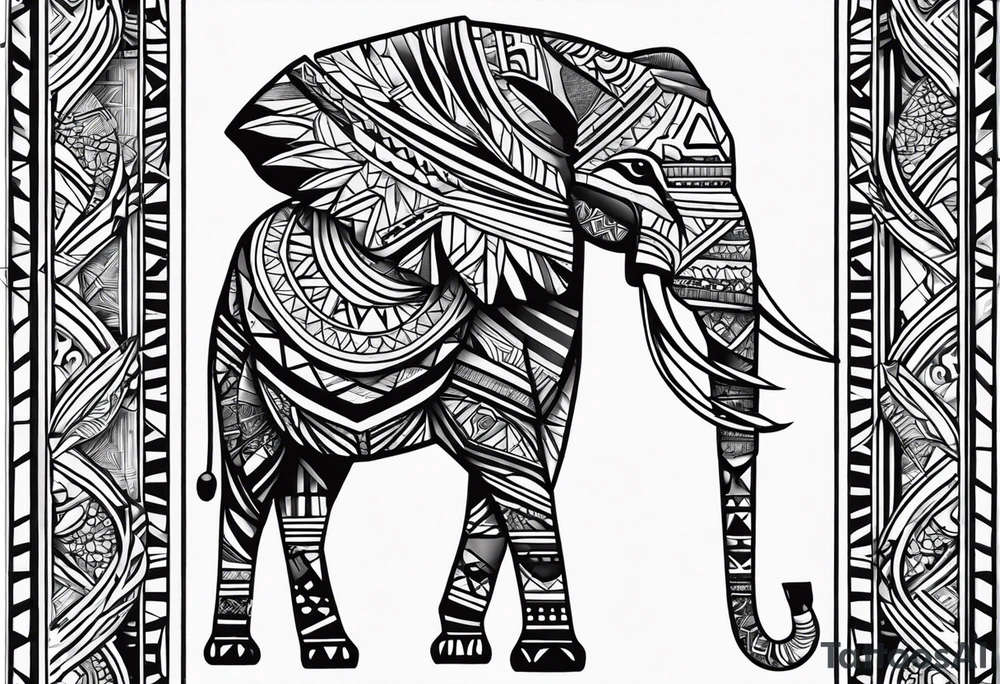 african, cultural, animal tattoo, abstract tattoo idea