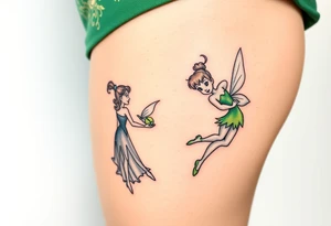 Peter pan, Wendy, Tinker Bell and Winter Tinker bell tattoo idea