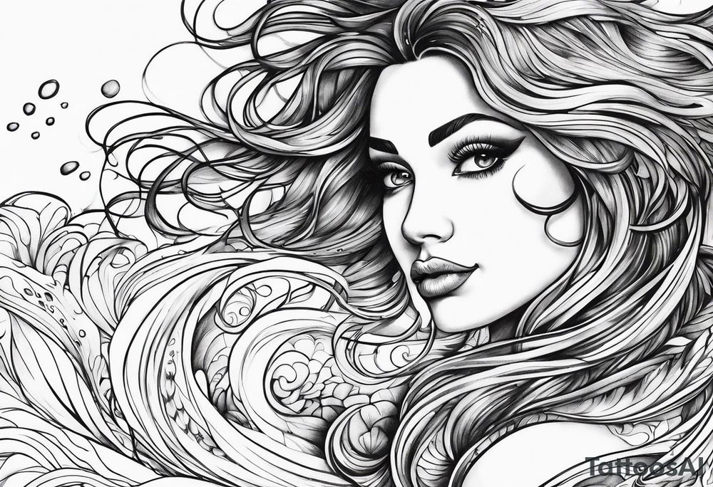 flowing water decorative tattoo idea