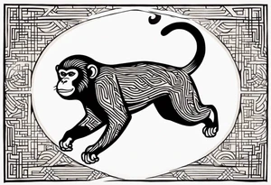 traditional japanese art jumping monkey tattoo idea