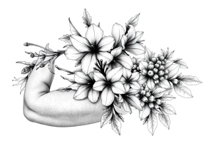 narcissus flowers and holly flowers tattoo idea