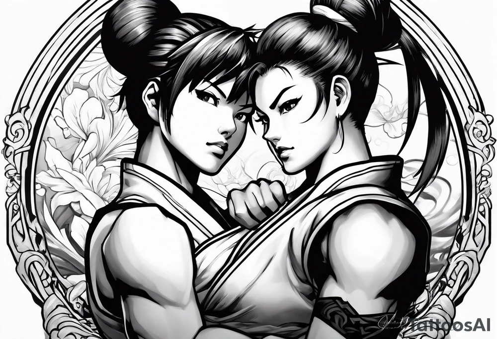 street fighter 3 makoto versus chun li fighting tattoo idea