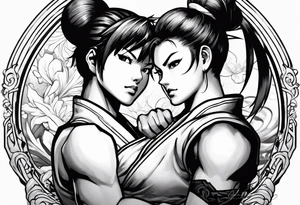 street fighter 3 makoto versus chun li fighting tattoo idea