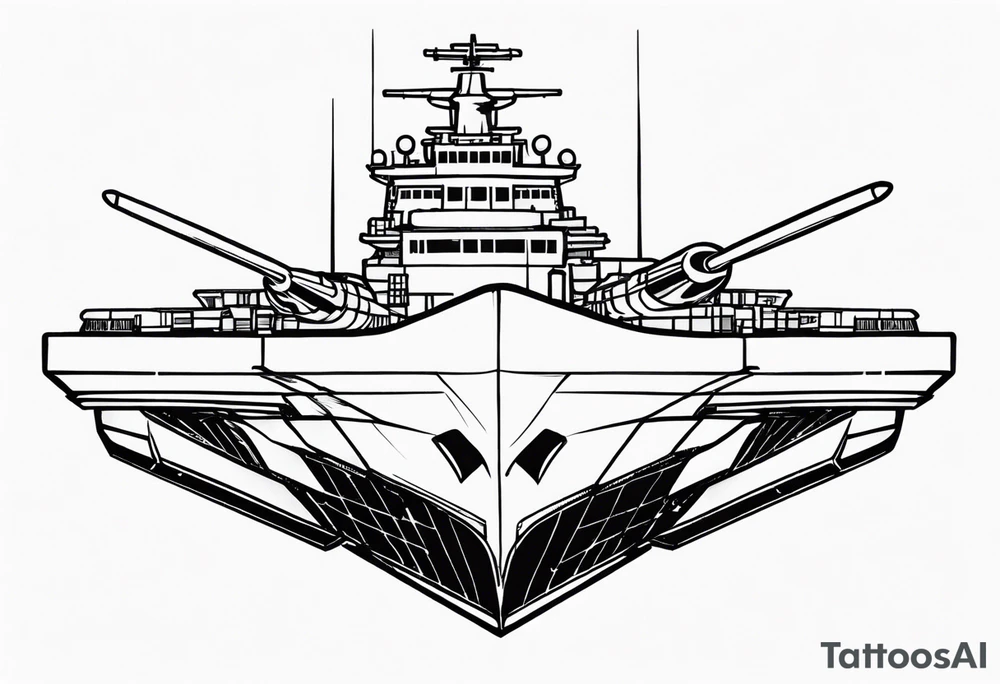 aircraft carrier front view tattoo idea