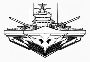 aircraft carrier front view tattoo idea