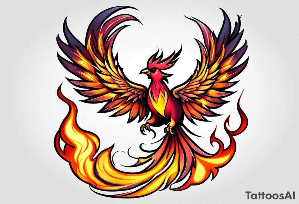 little pheonix in fire tattoo idea