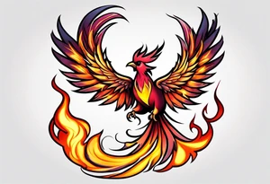 little pheonix in fire tattoo idea