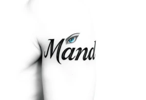 Name Mandi with blue eyes tattoo idea