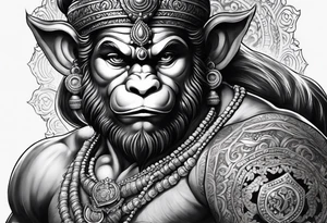 Hanuman ji with mace tattoo idea