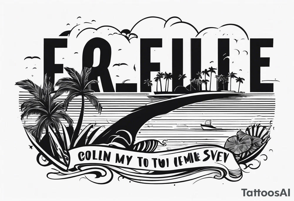 Palm trees and ocean tattoo idea