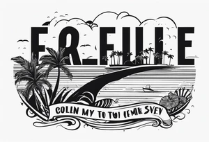 Palm trees and ocean tattoo idea