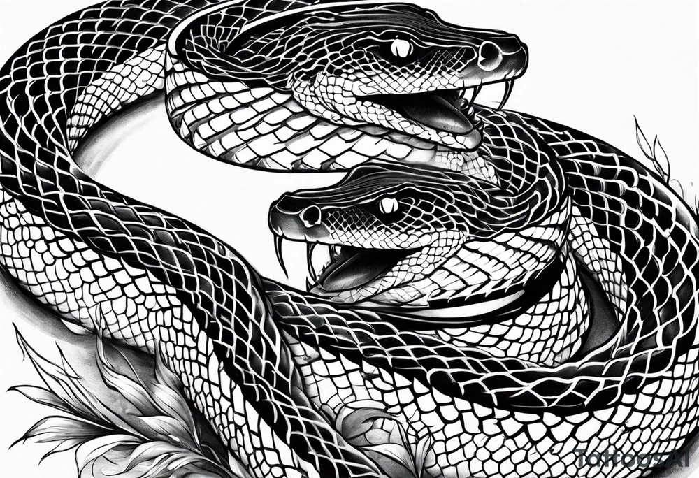 Black snake and white snake wrestling tattoo idea