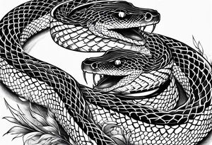 Black snake and white snake wrestling tattoo idea