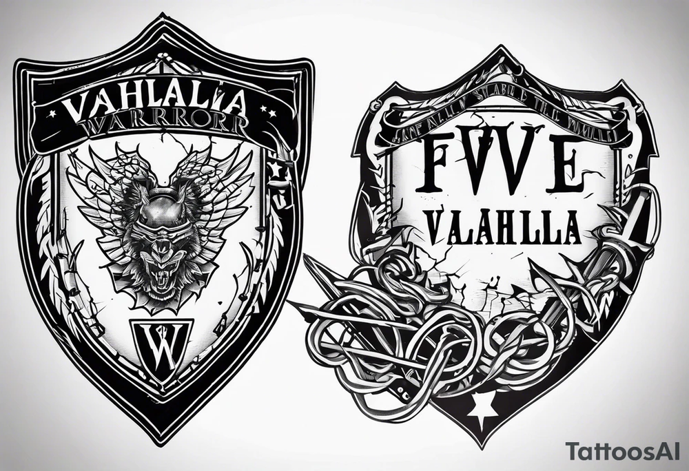 Wounded warrior valhalla shield barb wire tattoo idea
