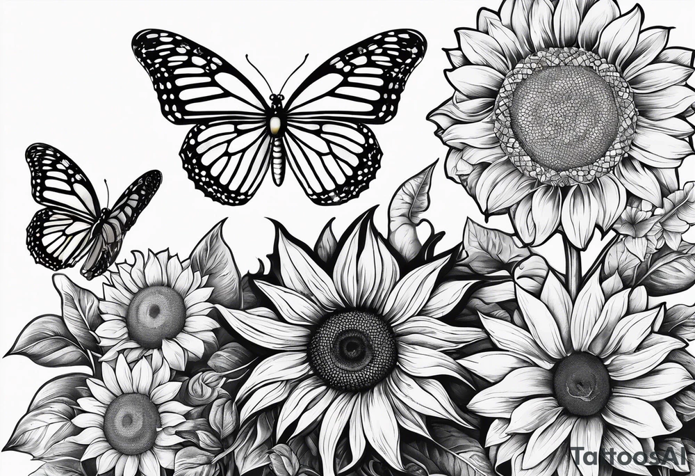 Butterfly, sunflower, book, fly, fish tattoo idea
