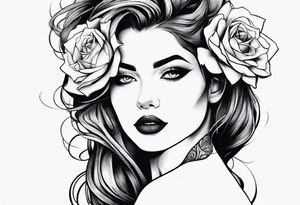 Thin lines of a women side faces tattoo idea