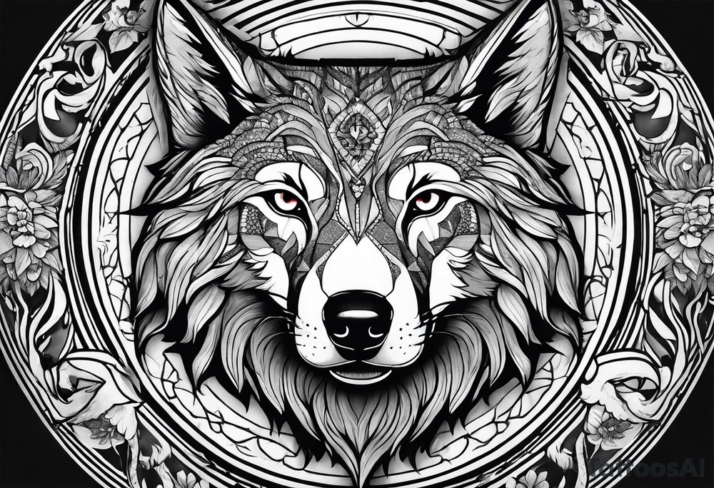 Cheval et loup enlacé tattoo idea