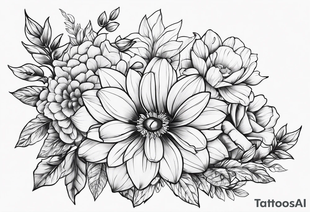 Serotonin symbol with flowers tattoo idea