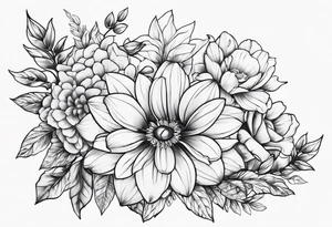 Serotonin symbol with flowers tattoo idea
