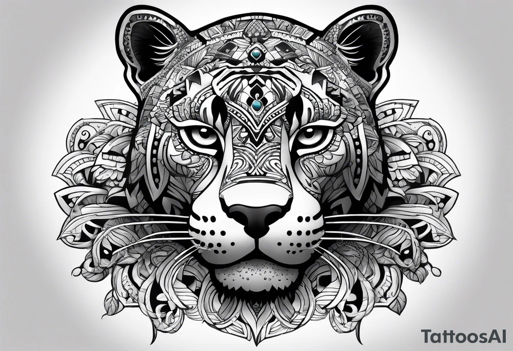 aztec black jaguar sitting tattoo idea