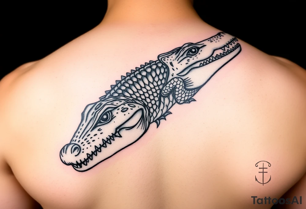 powerful majestic  crocodile tattoo idea