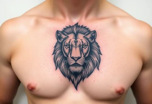 lion one one pec tattoo idea