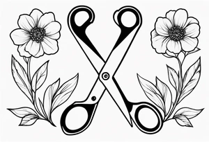 Scissors with flowers tattoo idea