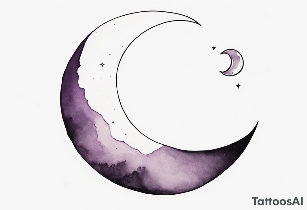 a crescent-shaped moon in amethyst tattoo idea