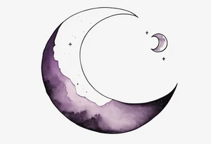 a crescent-shaped moon in amethyst tattoo idea