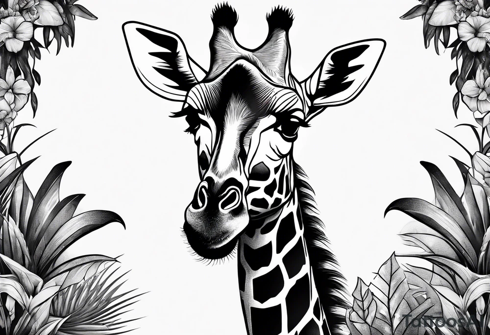 jungle giraffe tattoo idea
