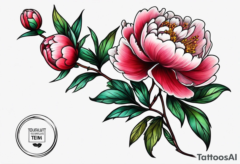 Small peony stem tattoo idea
